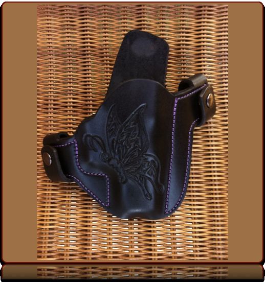 Butterfly Hand Tooled Leather OWB Holster by Soteria Leather