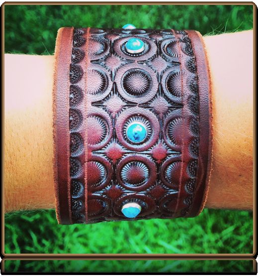 The 'Circles' Custom Leather Wristband by Soteria Leather