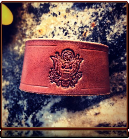 US Army Tribute -- Leather Cuff Bracelet by Soteria Leather