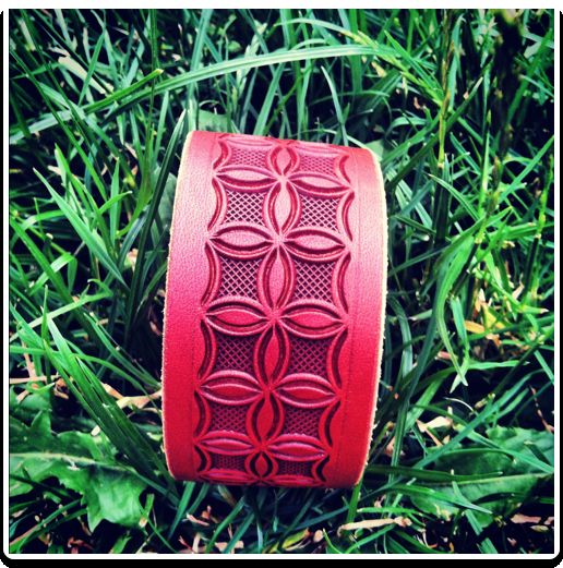 The 'Checkered Flower' Leather Bracelet by Soteria Leather