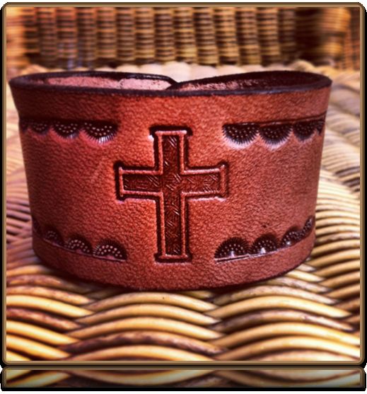 The 'Cross 2 and Rays' Wristband Bracelet by Soteria Leather