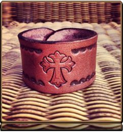 The 'Cross and Rays' Leather Bracelet by Soteria Leather