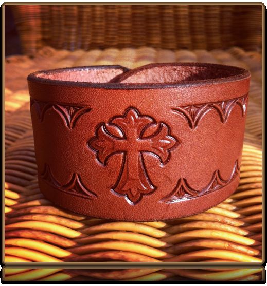 The 'Cross and Thorns' Wristband Bracelet by Soteria Leather