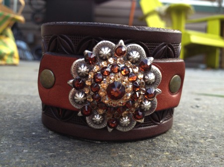 Rhinestone Concho Wristband Bracelet by Soteria Leather