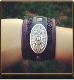 The 'Western Floral' Leather Wristband by Soteria Leather