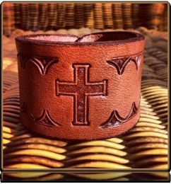 The 'Cross 2 and Thorns' Wristband Bracelet by Soteria Leather