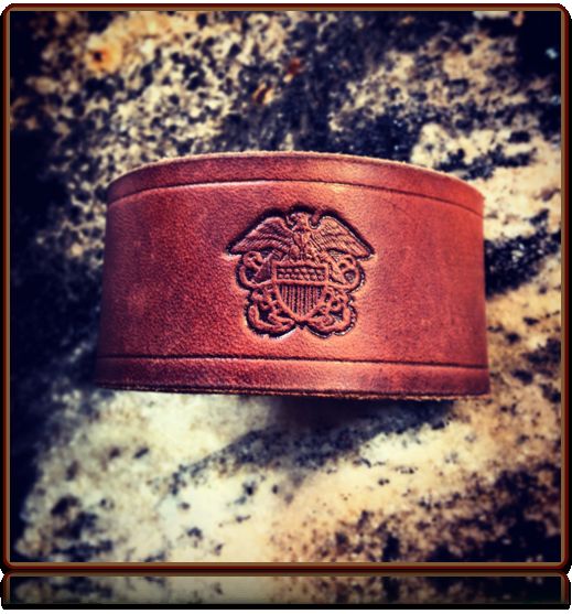 USN Tribute -- Leather Wristband Bracelet by Soteria Leather